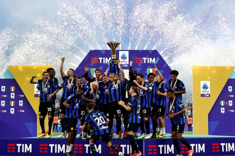 Inter celebrate their league title victory recently