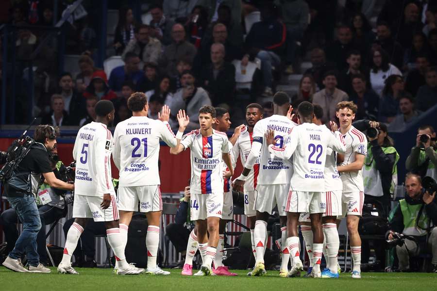 Lyon celebrate against PSG
