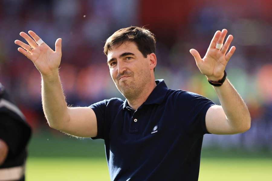 Liverpool head coach Andoni Iraola. Liverpool head coach Andoni Iraola.