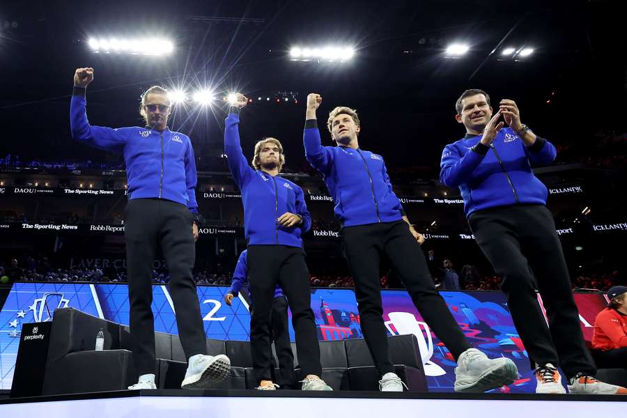 La team Europe en pleine célébration.