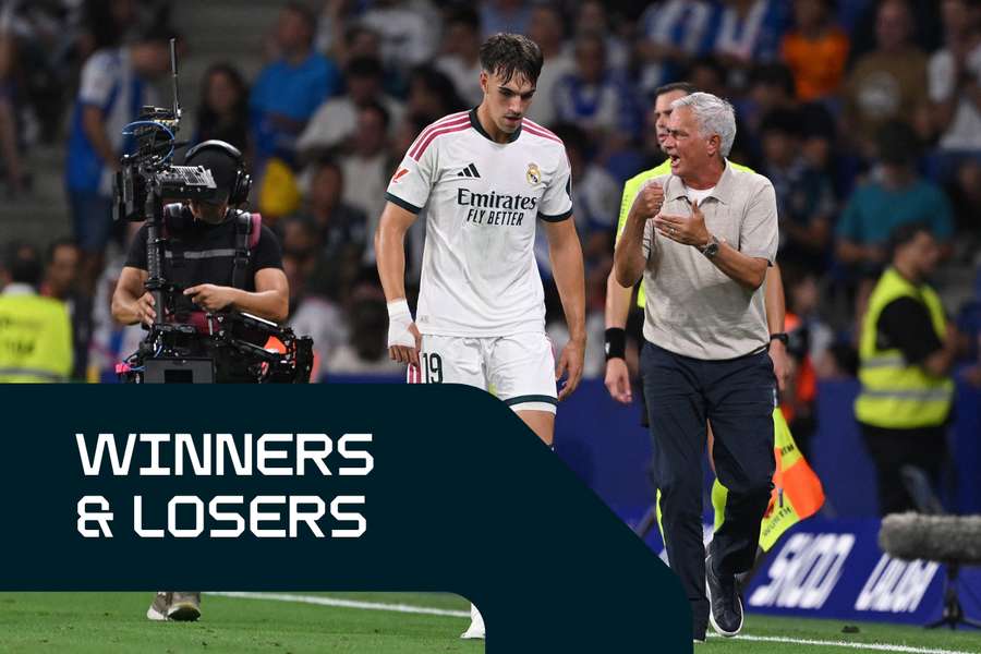 Carlos Espi (centre) celebrates scoring Real Madrid's second goal with Jose Mourinho Carlos Espi (centre) celebrates scoring Real Madrid's second goal with Jose Mourinho