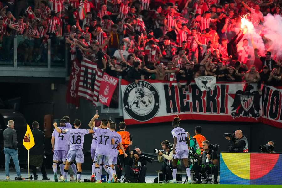 Athletic celebrate their late goal