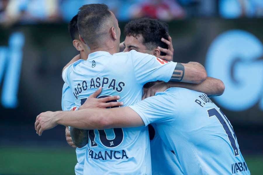 El Celta celebra un gol