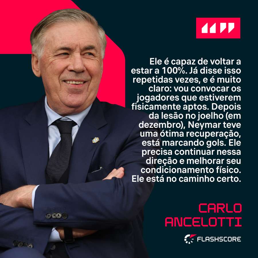 Ancelotti diz ao L'Equipe que Neymar está no caminho certo