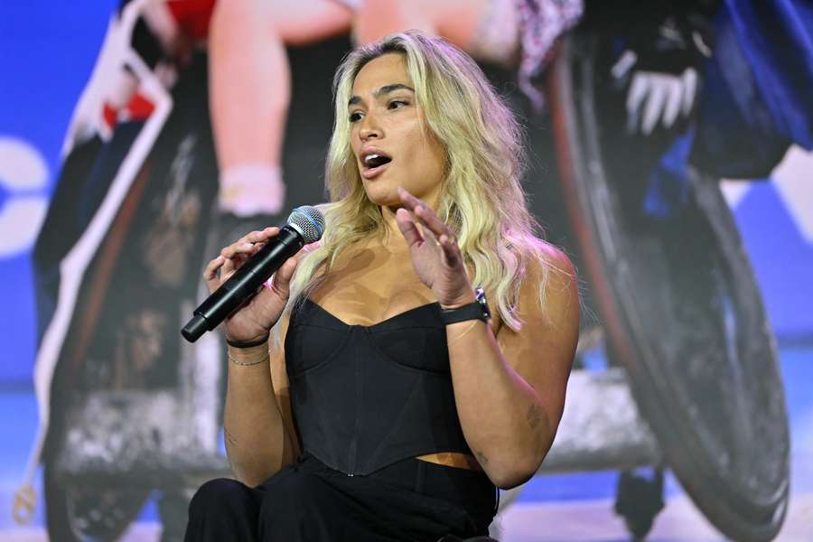 Paralympian Madison de Rozario speaks at a Brisbane 2032 event on Thursday night.