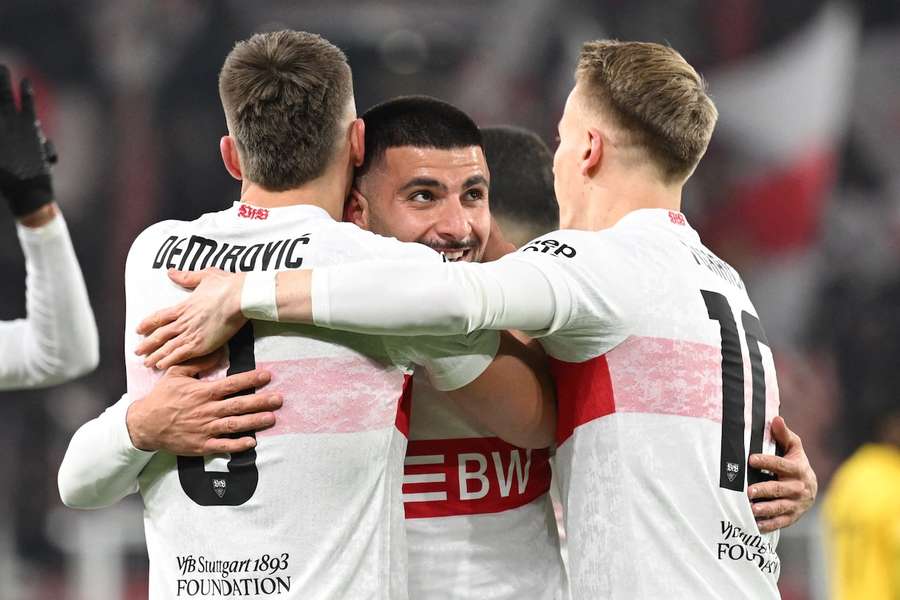 Deniz Undav (M.) und der VfB Stuttgart freuen sich auf das Auswärtsspiel in Glasgow. Deniz Undav (M.) und der VfB Stuttgart freuen sich auf das Auswärtsspiel in Glasgow.