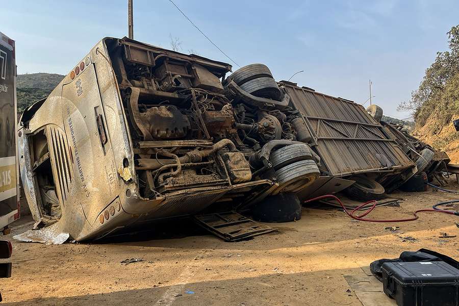 Seven football fans die and dozens injured in Brazil bus crash