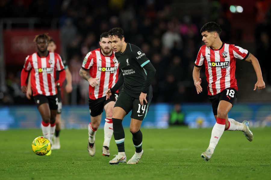Chiesa in action for Liverpool against Southampton