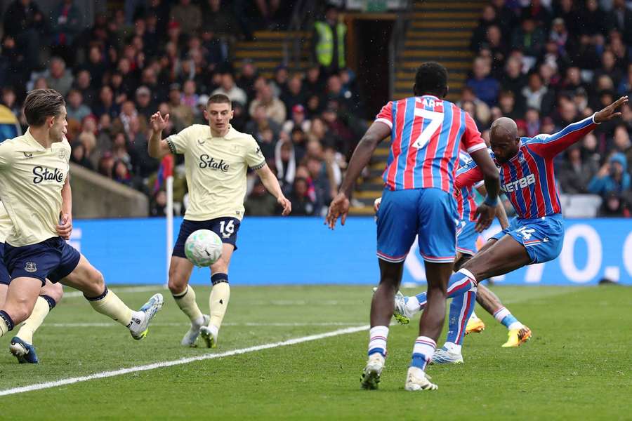 Crystal Palace's Jean-Philippe Mateta scores their second goal