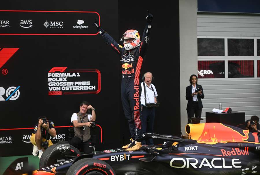 Red Bull's Max Verstappen celebrates