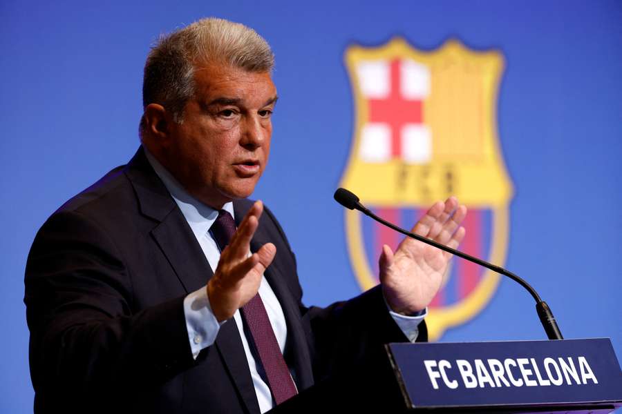 Barcelona president Joan Laporta during a press conference