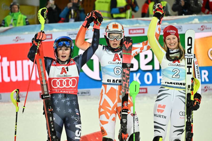 Mikaela Shiffrin, Petra Vlhova e Lena Duerr 