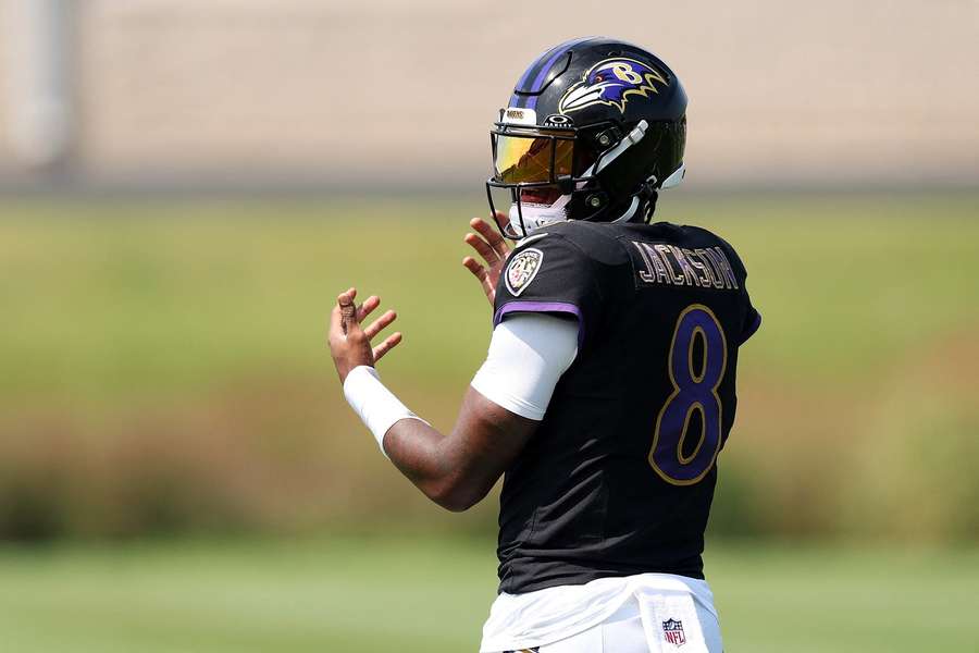 Lamar Jackson während eines Preseason-Trainings bei den Baltimore Ravens Lamar Jackson während eines Preseason-Trainings bei den Baltimore Ravens