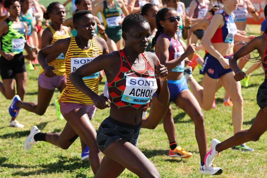 Kenyan cross-country runner Emmaculate Anyango Achol in action