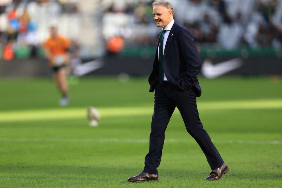 Australia head coach Joe Schmidt on the pitch before the South Africa match