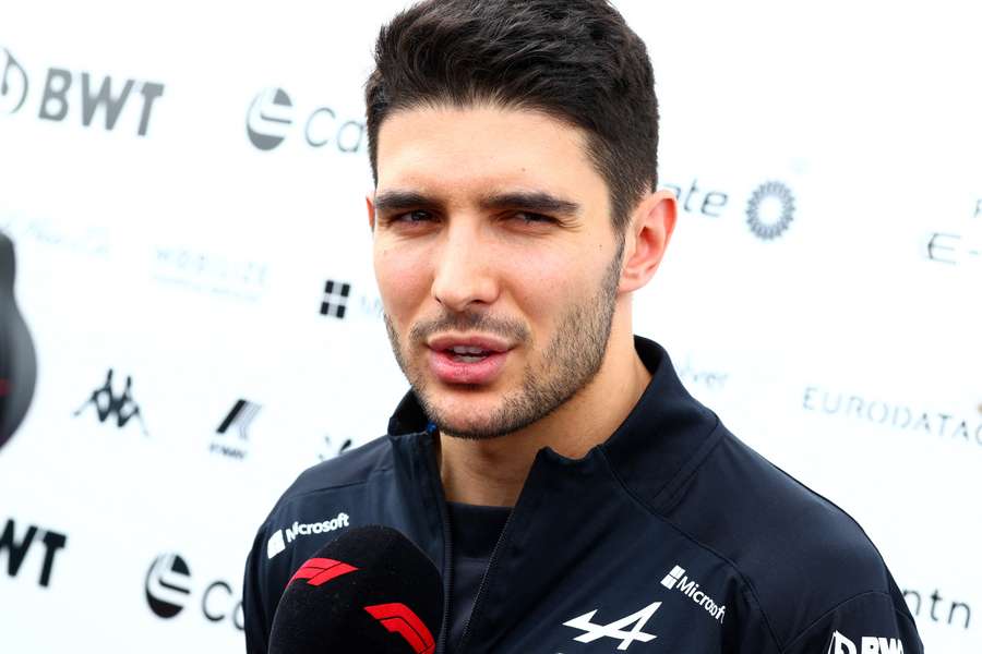 Esteban Ocon of France and Alpine F1 talks to the media