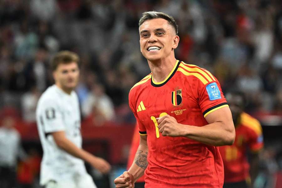 Leandro Trossard avec la Belgique après un but contre la Nouvelle-Zélande. Leandro Trossard avec la Belgique après un but contre la Nouvelle-Zélande.