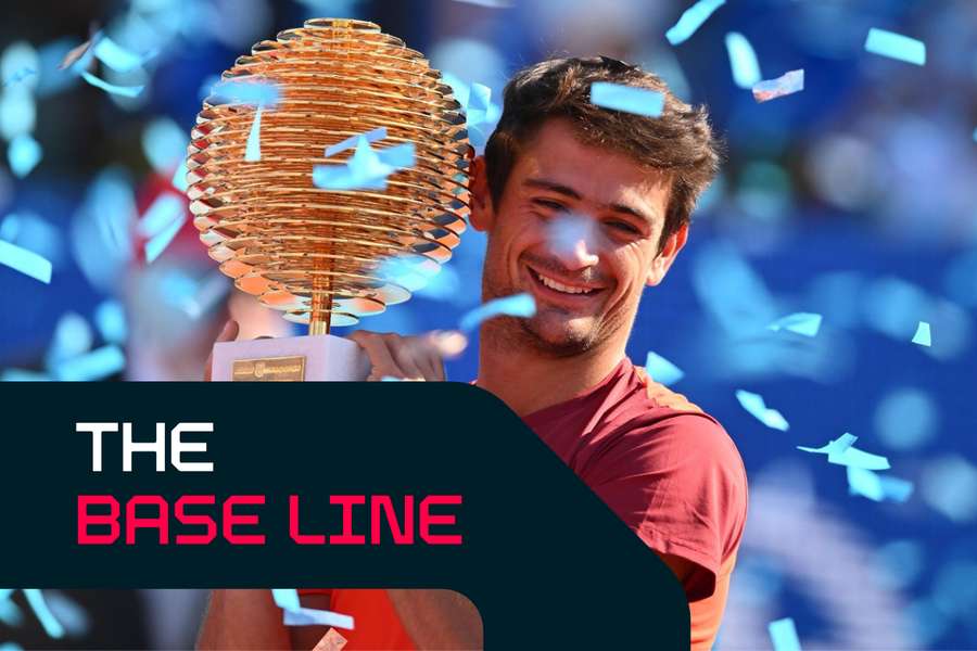 Argentina's Mariano Navone celebrates winning the Tiriac Open final in Bucharest