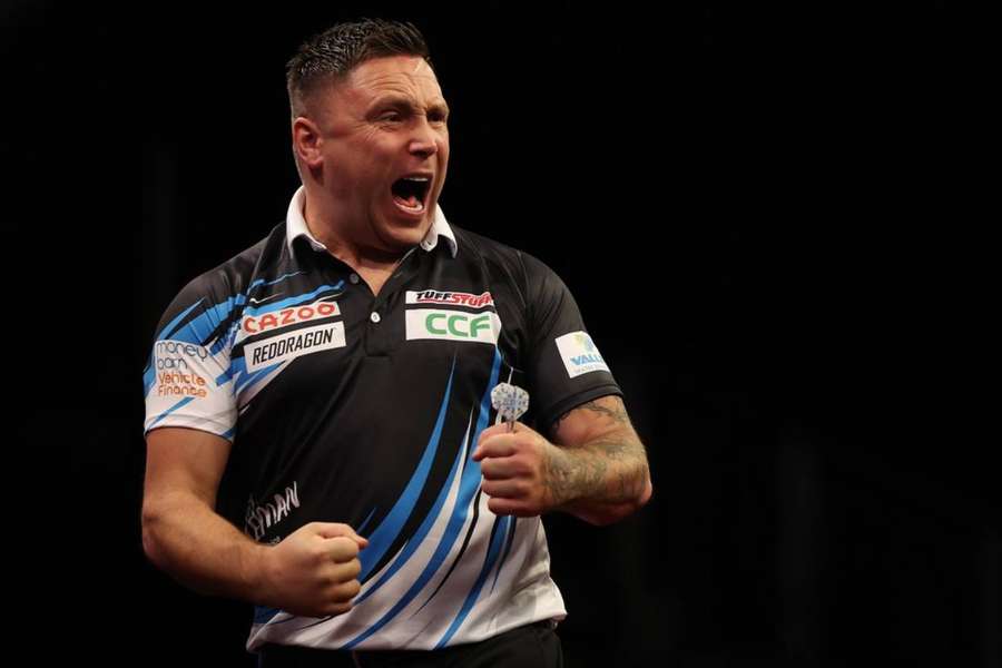 Welshman Gerwyn Price, pictured competing in the Premier League of Darts in May