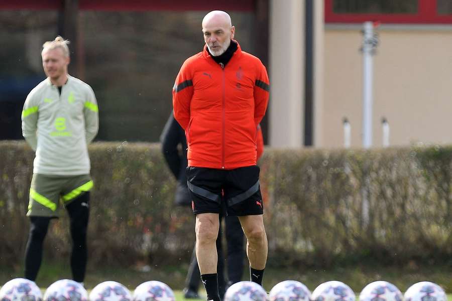 Stefano Pioli during training ahead of the Spurs clash