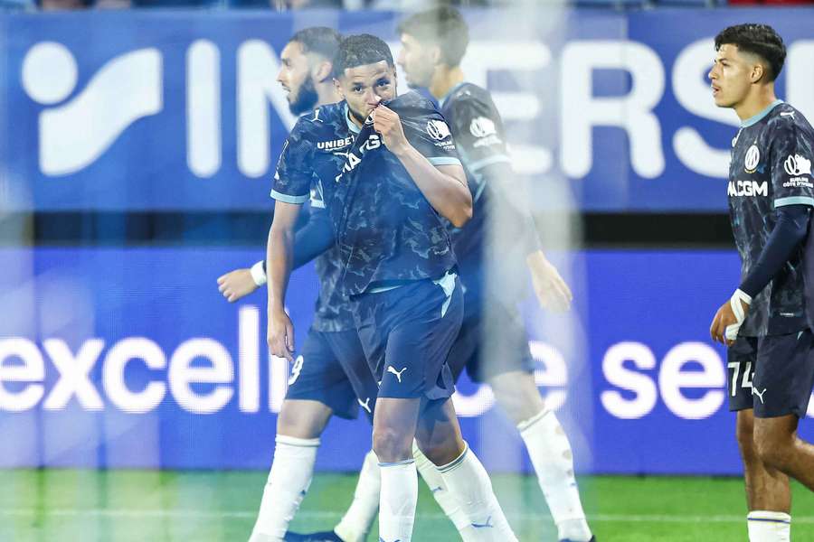Amine Harit festeja o primeiro golo do Marselha Amine Harit festeja o primeiro golo do Marselha