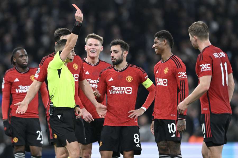 Marcus Rashford was sent off in the 42nd minute, when Man Utd were comfortably leading 2-0