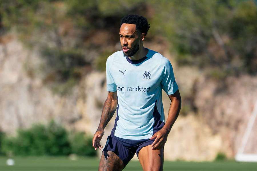 Pierre-Emerick Aubameyang no treino desta sexta-feira