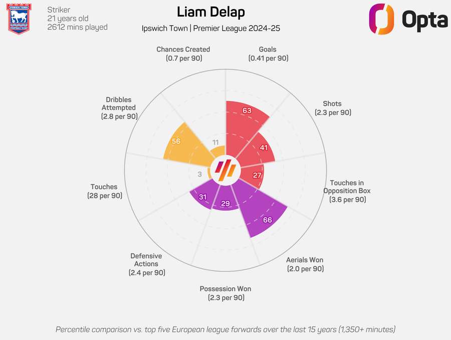 Liam Delap radar graphic for 2024/25 Liam Delap radar graphic for 2024/25