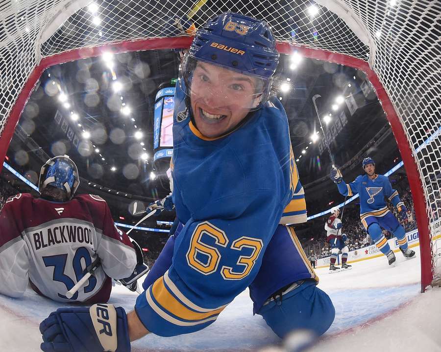 Neighbours got himself in the Avalanche goal after the puck, too. Neighbours got himself in the Avalanche goal after the puck, too.