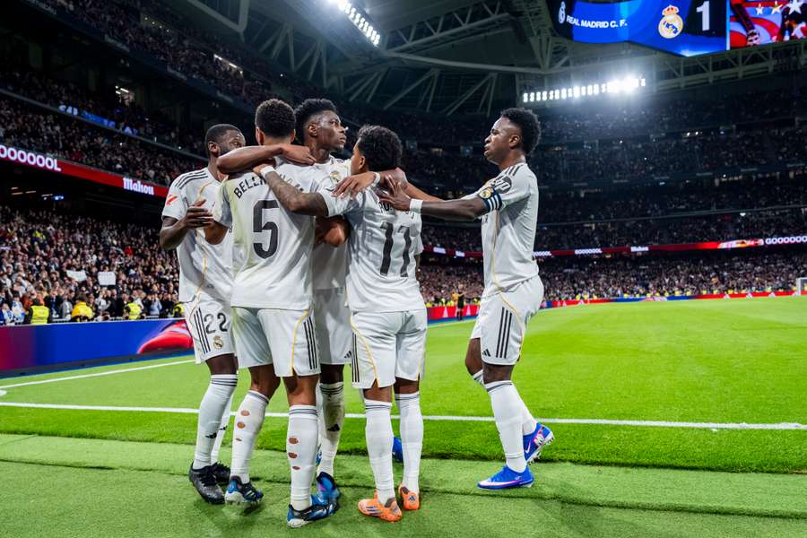 Real Madrid celebrando um golo ante o Sevilha
