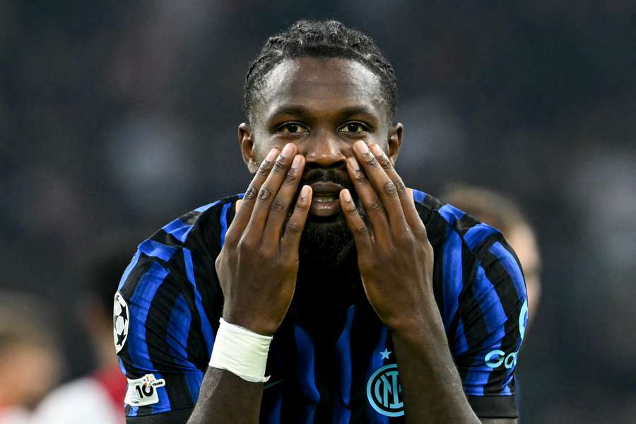 Inter's Marcus Thuram celebrates scoring the 2-0 against Ajax