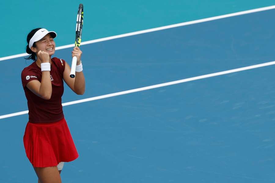 Eala celebrates her win
