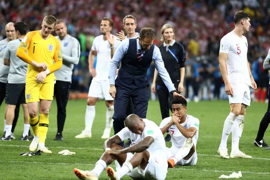 England's players react after losing to Croatia England's players react after losing to Croatia