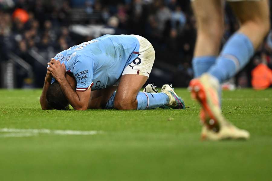 Rodri hits the ground for Man City