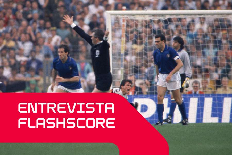 Keith Hackett com Lothar Mattaus e Paolo Maldini no Euro-1988