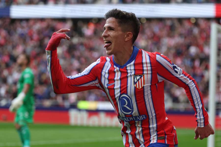 Simeone celebrating his opener for Atleti