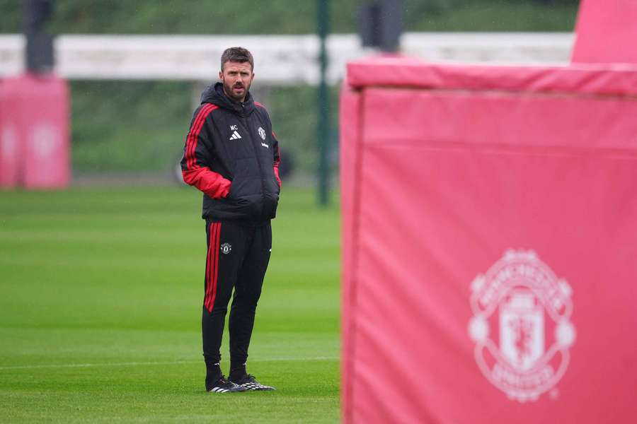 Manchester United manager Michael Carrick during training
