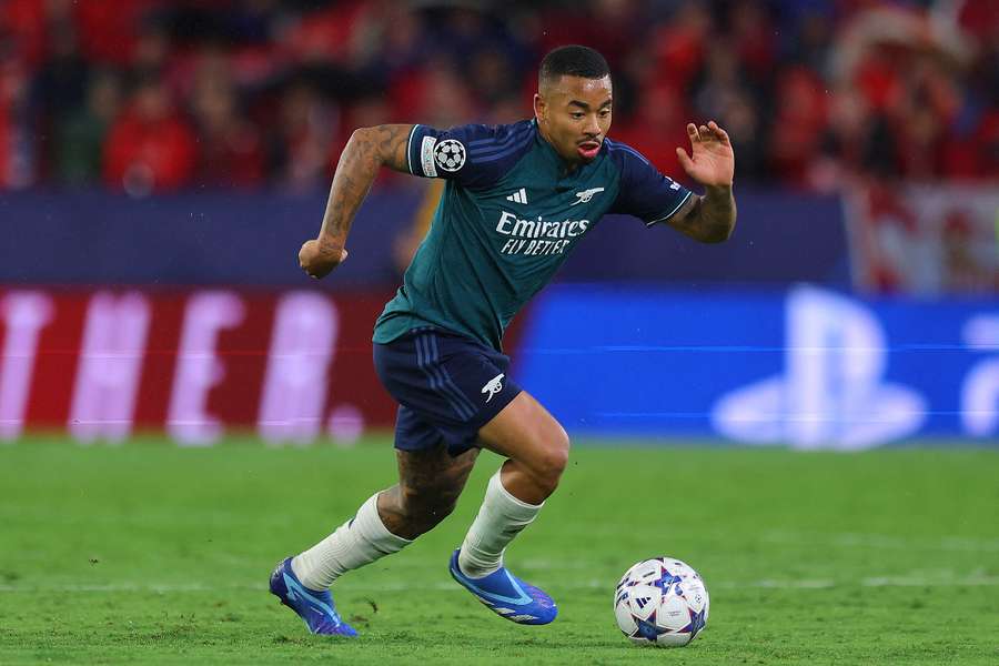 Gabriel Jesus of Arsenal in action during the Champions League against Sevilla