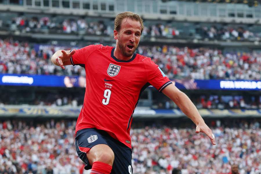 Harry Kane slaví gól proti Panamě. Harry Kane slaví gól proti Panamě.