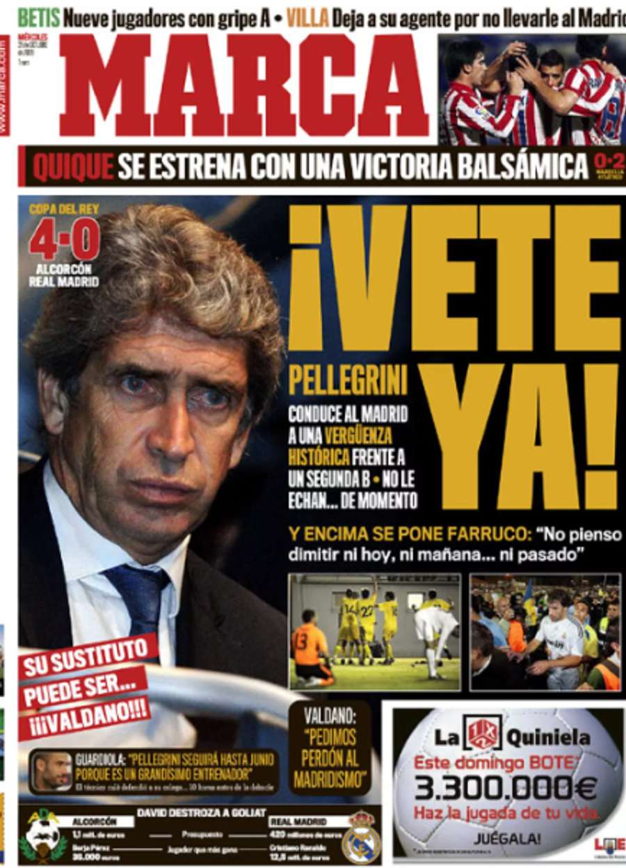 La une de Marca au lendemain de l'Alcorconazo