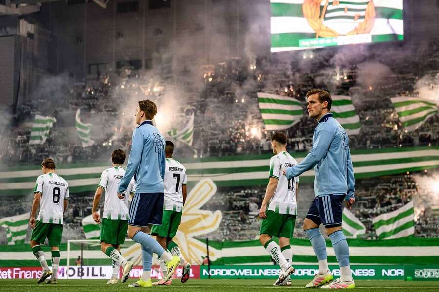 Djurgarden and Hammarby walk out for their cup clash last month