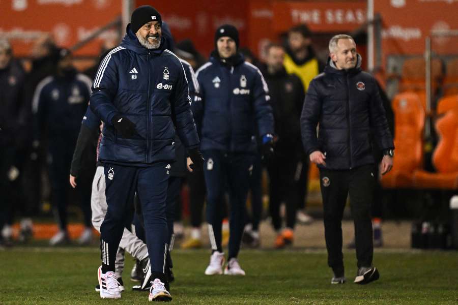 Nuno Espirito Santo reacts at the end of the English FA Cup third round replay football match between Blackpool and Nottingham Forest