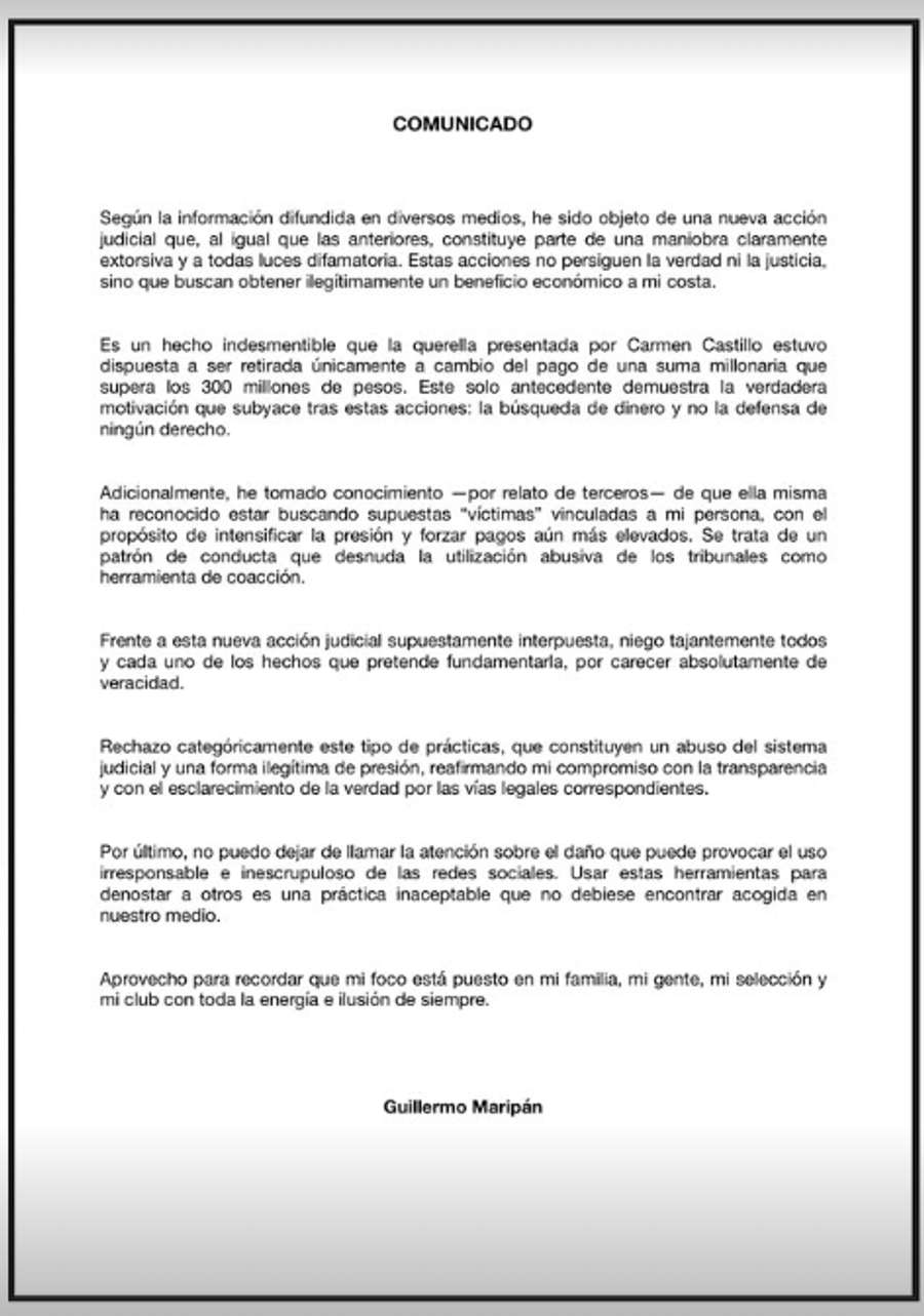 Comunicado da Maripan