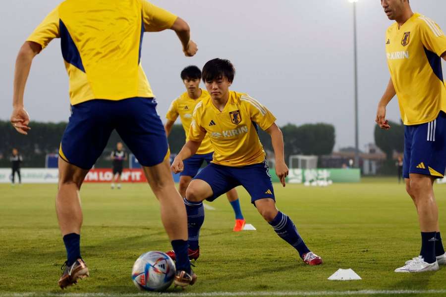 Japan take part in a training session ahead of their match against Germany.