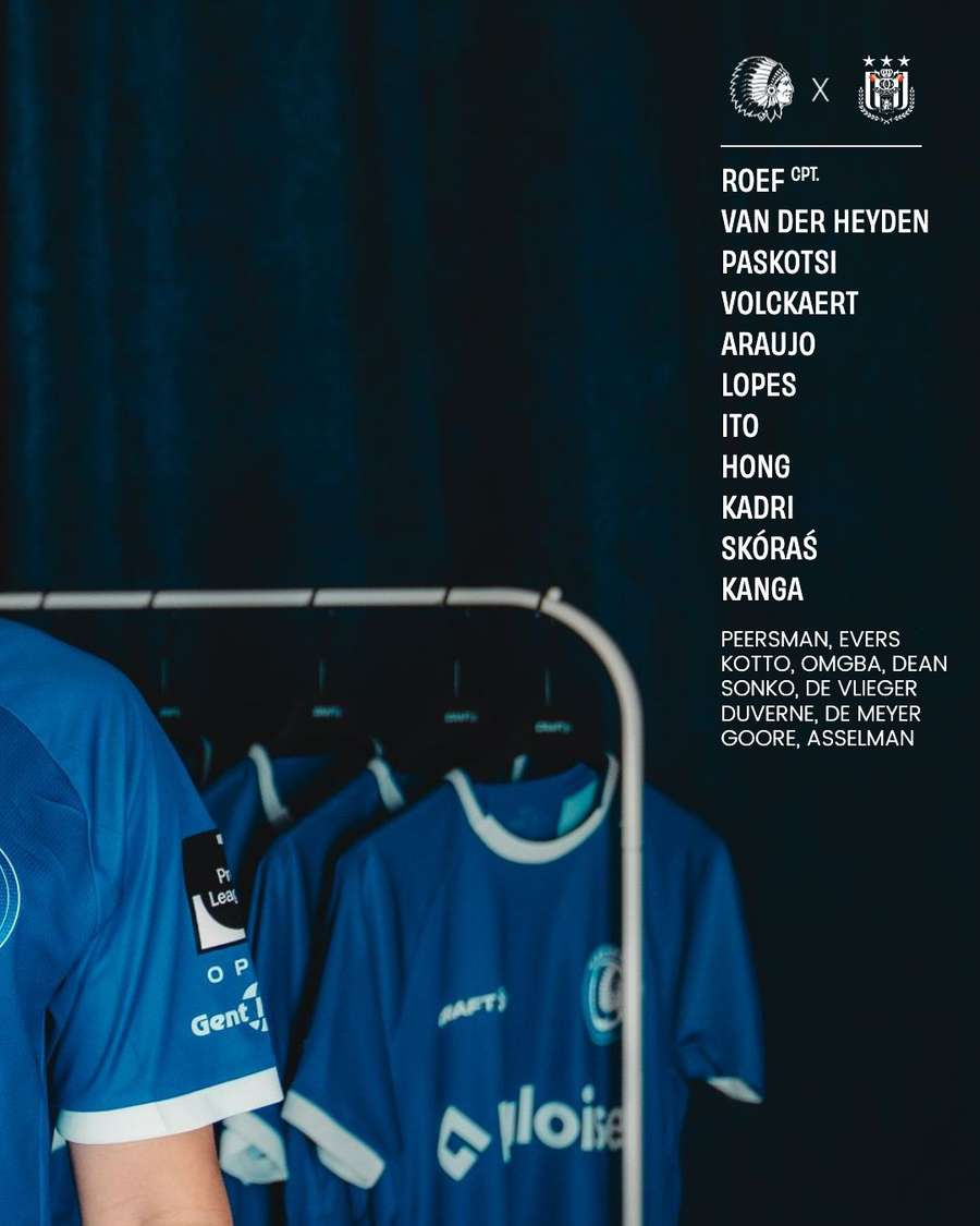 Skład KAA Gent na mecz z Anderlechtem