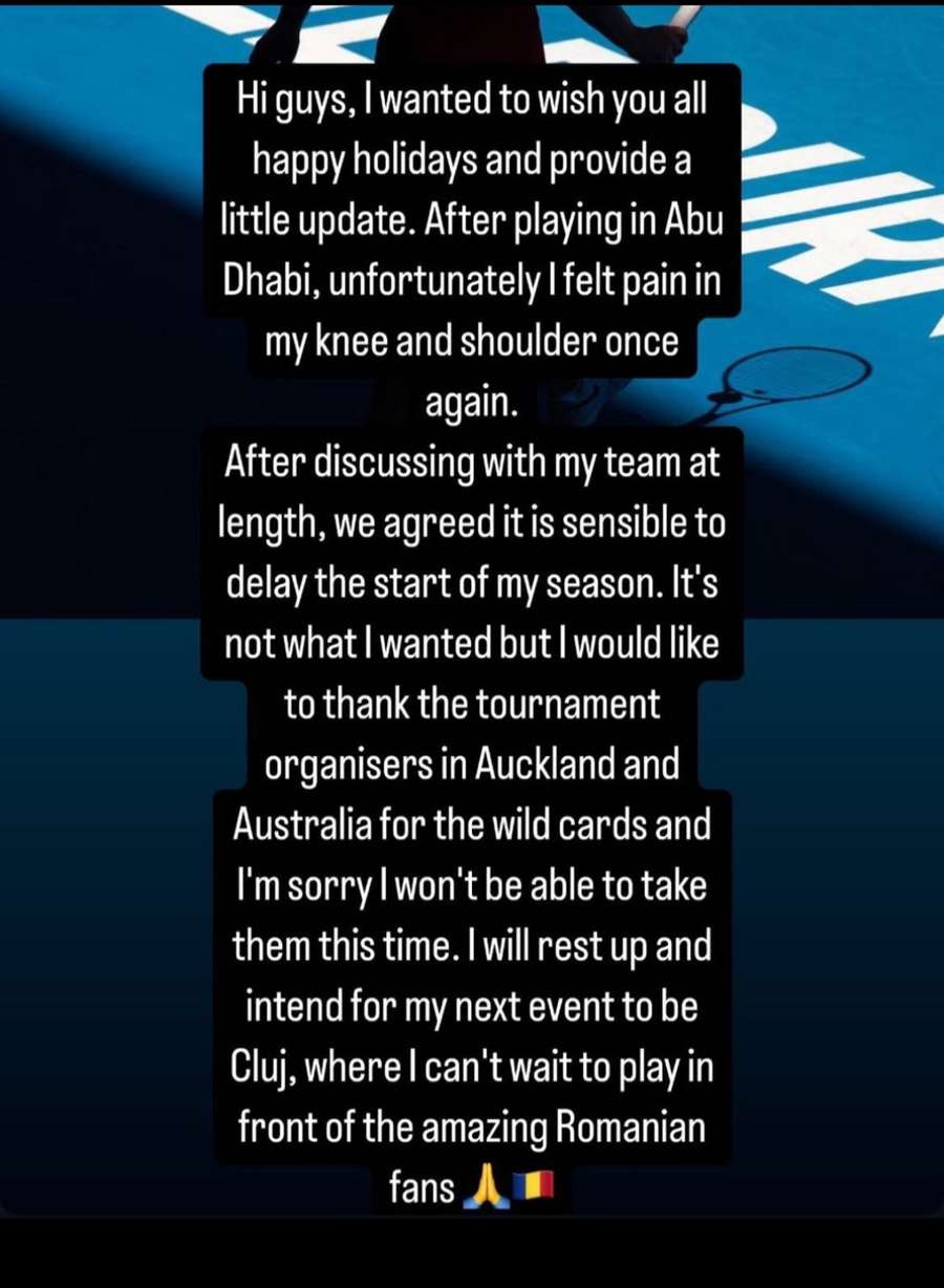 La story su Instagram di Simona Halep