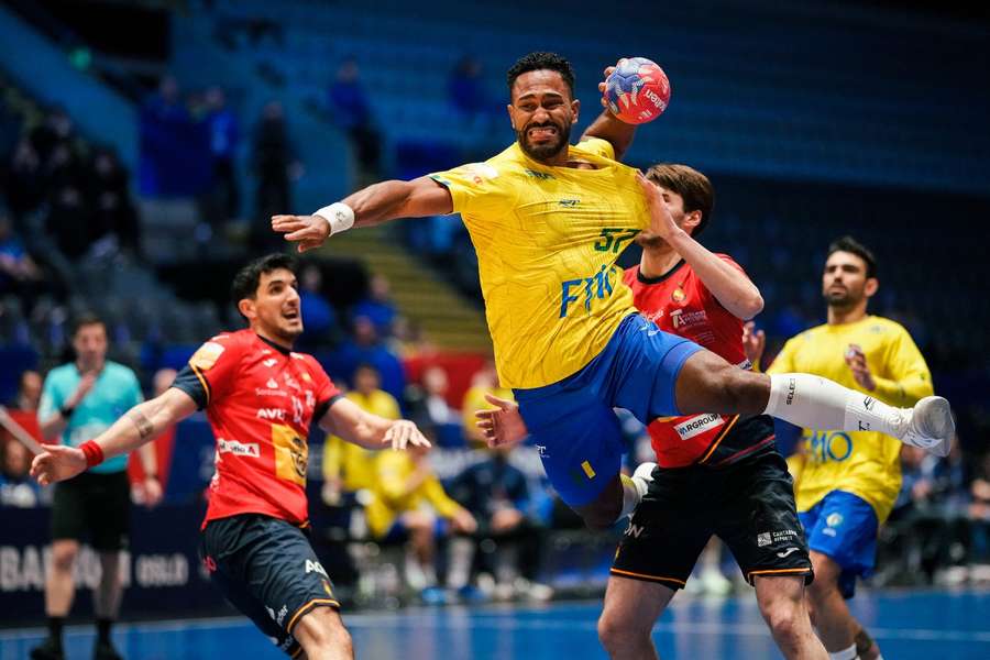 Brazils right back Vinicios Angelo Lima De Carvalho in action against Spain