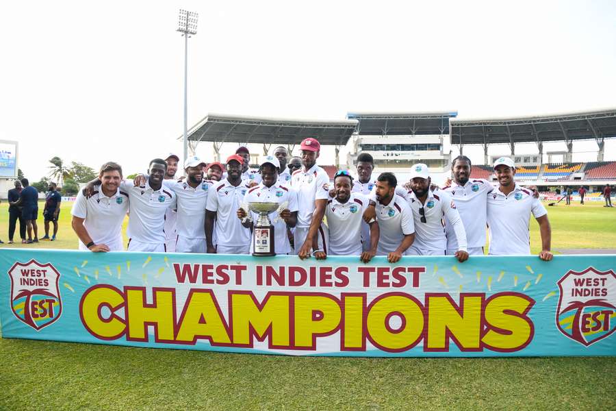 West Indies celebrate after the Test match West Indies celebrate after the Test match