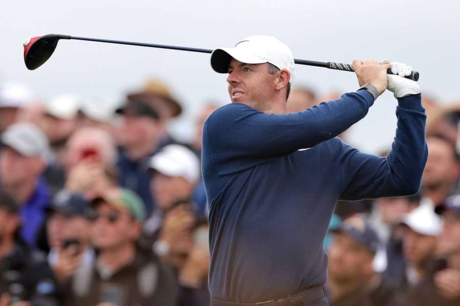 Rory McIlroy tees off on the 11th during day two of the Scottish Open
