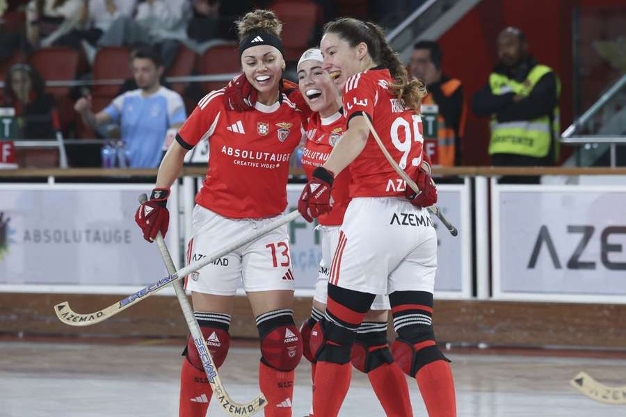 A festa das jogadoras do Benfica